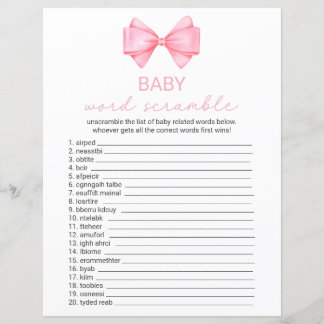 Carte de jeu Baby shower à double face rose