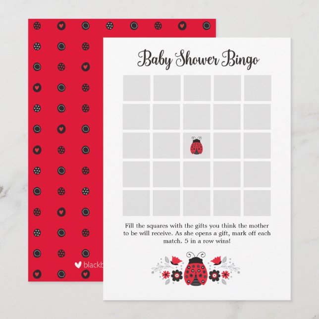 Carte de jeu baby shower Bingo (Devant / Derrière)