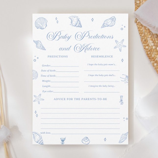 Carte de jeu Baby shower côtier prédictions bébé (Créateur téléchargé)