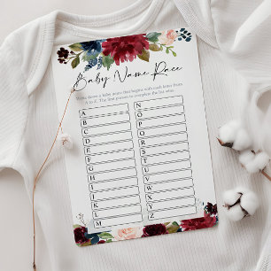 Carte de jeu Baby shower course de nom