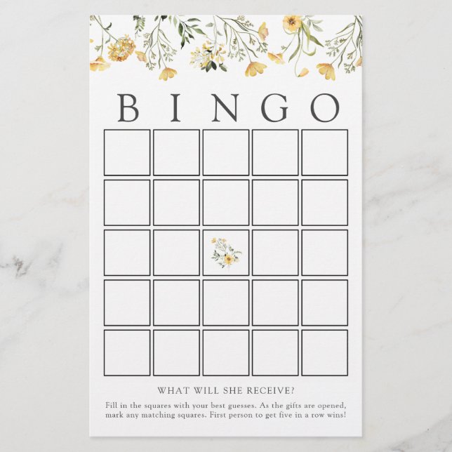 Carte de jeu Baby shower de Bingo (Devant)