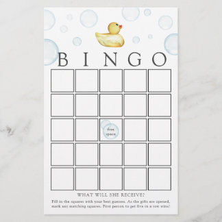 Carte de jeu Baby shower de canard en caoutchouc