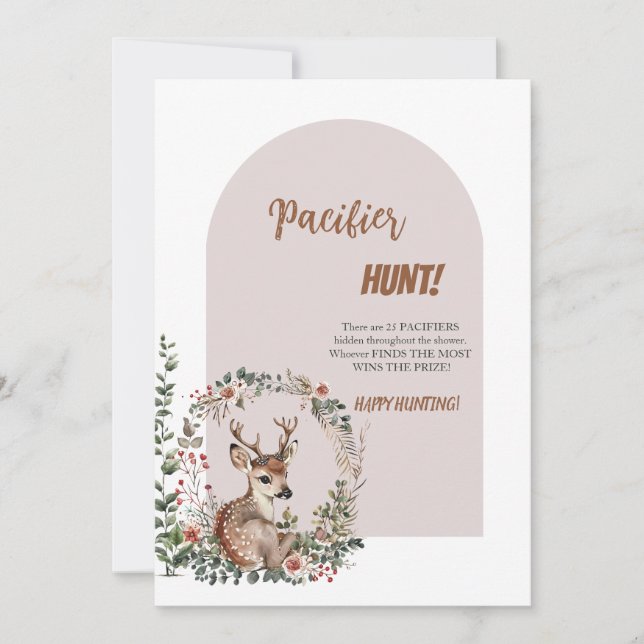 Carte de jeu Baby shower de chasse de cerfs de boi (Devant)