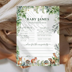 Carte de jeu Baby shower de prédictions pour anima