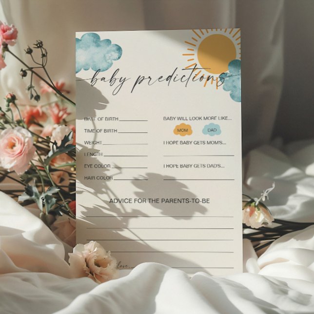 Carte de jeu Baby shower de prédictions pour bébés (Créateur téléchargé)