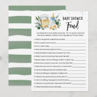 Carte de jeu Baby shower Feud pour brasserie verdo