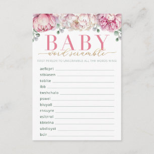 Carte de jeu Baby shower Pink & Gold Word