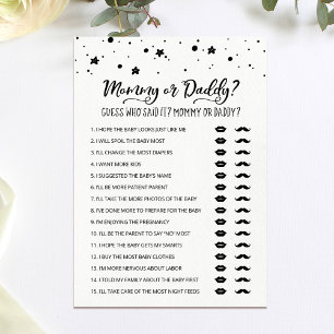 Carte de jeu Baby shower pour maman ou papa modifi