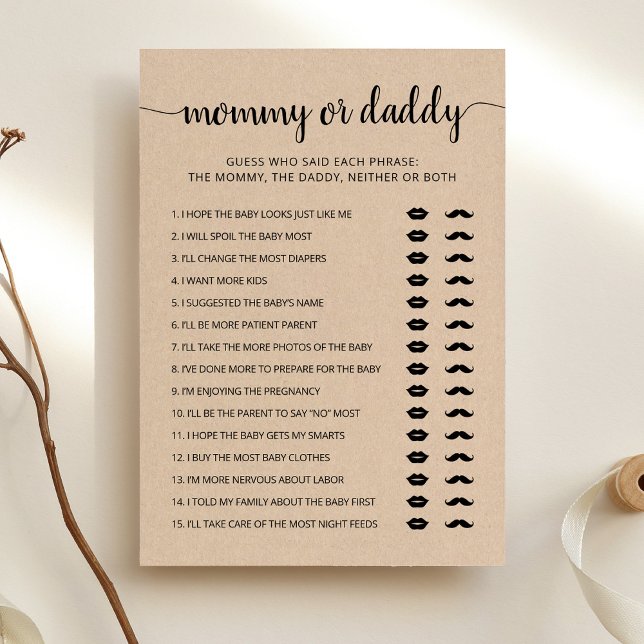 Carte de jeu Baby shower pour maman ou papa modifi (Créateur téléchargé)