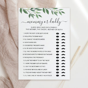 Carte de jeu Baby shower pour maman ou papa modifi