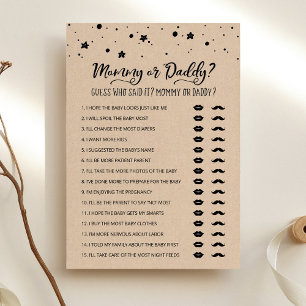 Carte de jeu Baby shower pour maman ou papa modifi