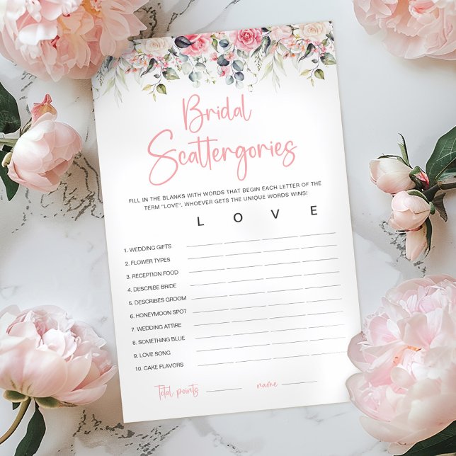 Carte de jeu Blush Floral | Bridal Scattergories (Créateur téléchargé)