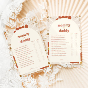 Carte de jeu Boho Super maman ou papa Baby shower