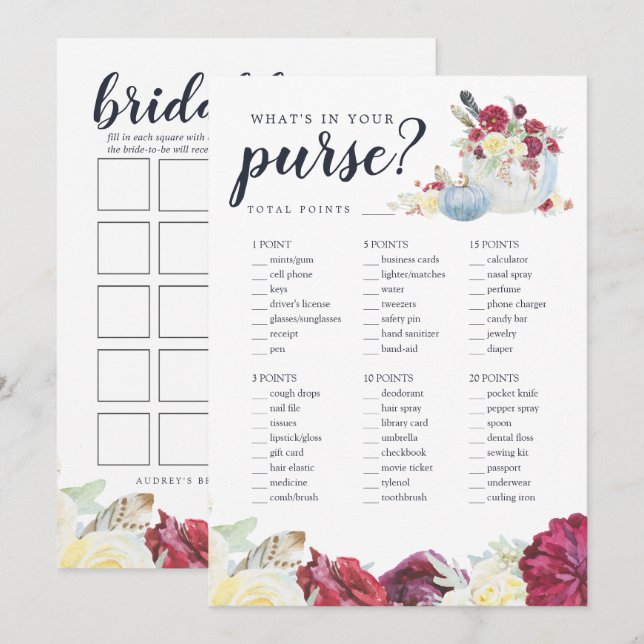 Carte de jeu Citrouille à deux côtés de la Fête de (Devant / Derrière)