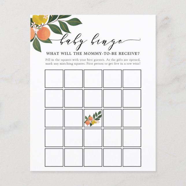 Carte de jeu Citrus Little Cutie Baby Bingo (Devant)