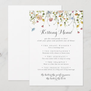 Carte de jeu colorée Dainty Mariage Kissing Menu