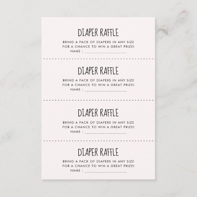 Carte de jeu Cute rose éléphant Diaper Raffle (Devant)