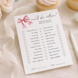 Carte de jeu de Baby Shower 'Arc Rose Pâle Would S