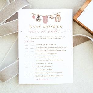 Carte de jeu de baby shower avec corde à linge ros