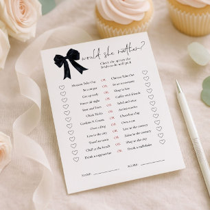 Carte de jeu de Baby Shower 'Black Bow Would She R