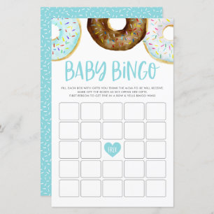 Carte de jeu de Baby shower de bingo de donuts d'a