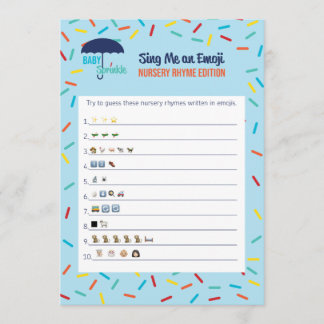 Carte de jeu de baby shower de comptine d'Emoji