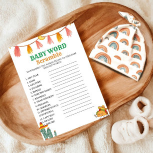 Carte de jeu de baby shower de mot Taco mexicaine