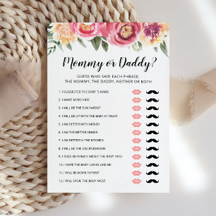 Carte de jeu de Baby Shower Maman ou Papa modifiab