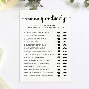 Carte de jeu de Baby Shower Maman ou Papa modifiab