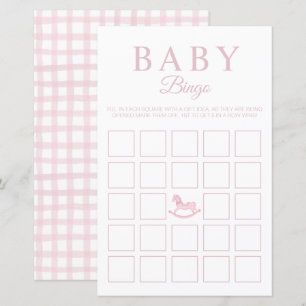 Carte de jeu de Baby shower rose En vichy