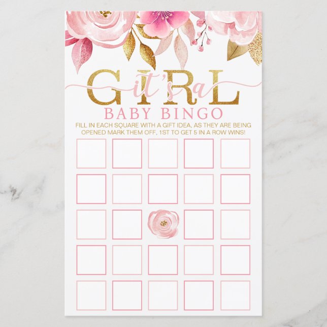Carte de jeu de Baby shower rose vif (Devant)