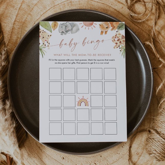 Carte de jeu de Baby shower SAFARI (Créateur téléchargé)