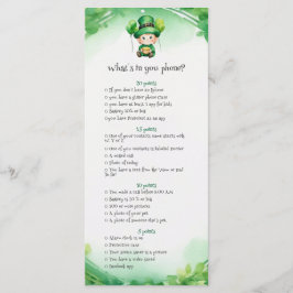 Carte de jeu de babyshower de la Saint Patrick
