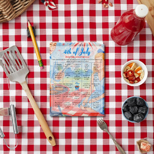 Carte de jeu de Bingo barbecue 4 juillet grillade