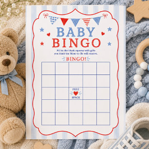 Carte de jeu de bingo bébé Rouge Blanc & À venir
