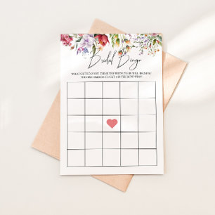 Carte de jeu de bingo de mariage floral
