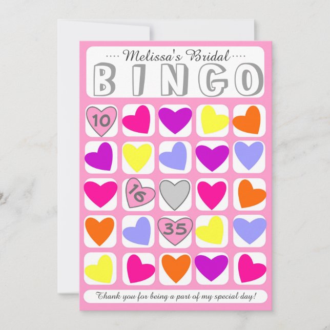 Carte de jeu de bingo de mariage personnalisable (Devant)