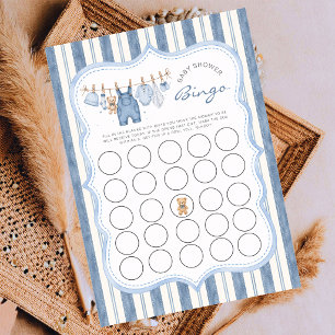 Carte de jeu de bingo pour baby shower à rayures b