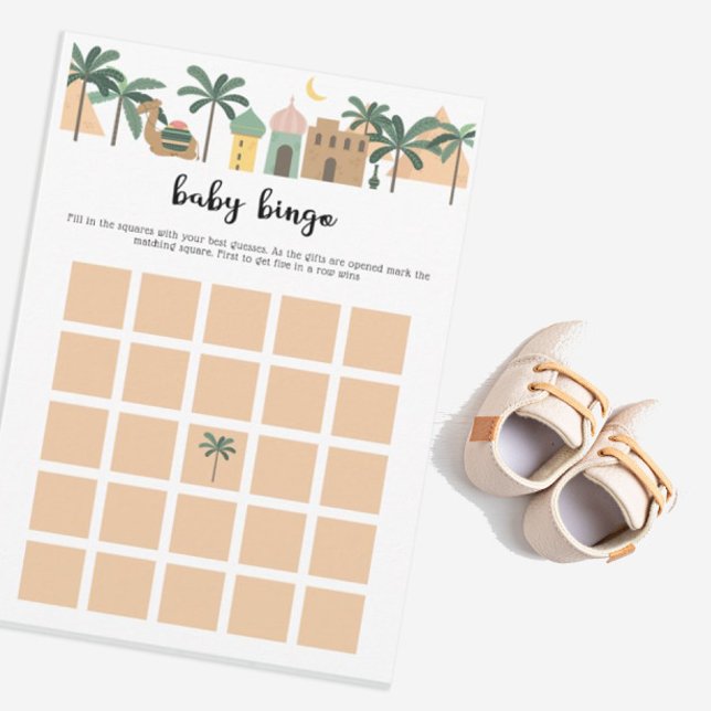 Carte de jeu de bingo pour Baby Shower Cute Camel  (Créateur téléchargé)