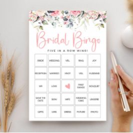 Carte de jeu de bingo pour baby shower floral rose