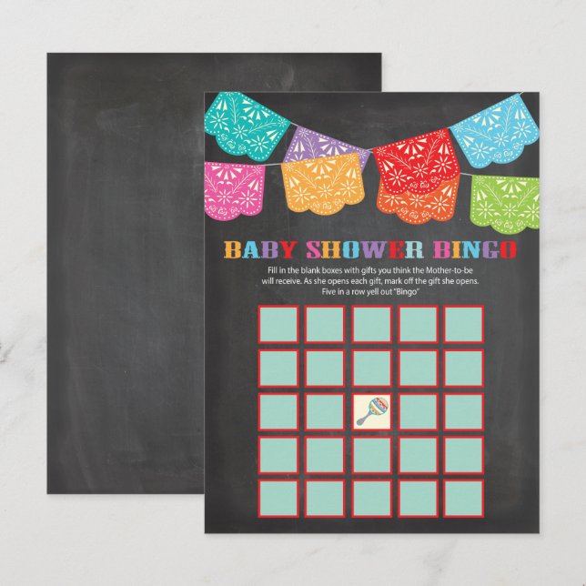 carte de jeu de bingo pour Baby Shower sur le thèm (Devant / Derrière)