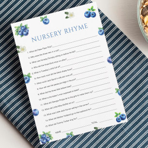 Carte de jeu de comptine pour la baby shower Blueb