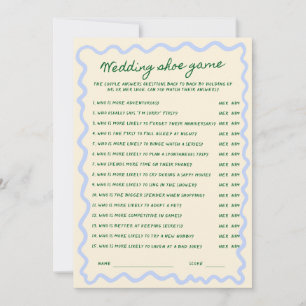 Carte de jeu de devinette de mariage avec écriture