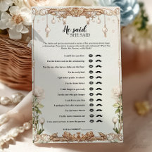 Carte de jeu de douche de mariée Floral He Said Sh