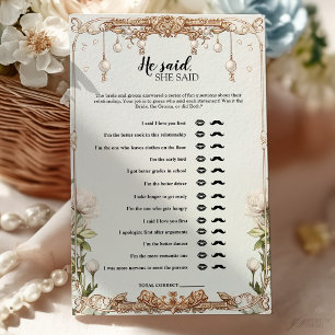 Carte de jeu de douche de mariée Floral He Said Sh