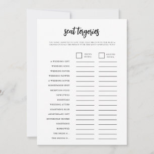 Carte de jeu de Fête des mariées minimaliste