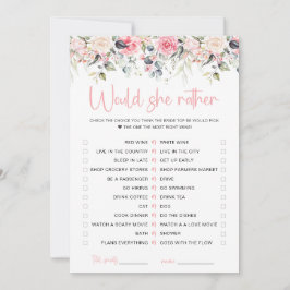 Carte de jeu de mariage 'Blush Floral Would She Ra
