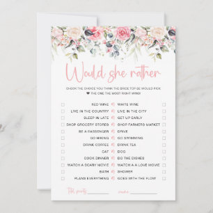 Carte de jeu de mariage 'Blush Floral Would She Ra