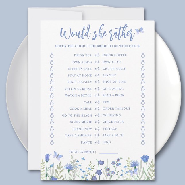 Carte de jeu de mariage 'Would She Rather' pour en (Créateur téléchargé)