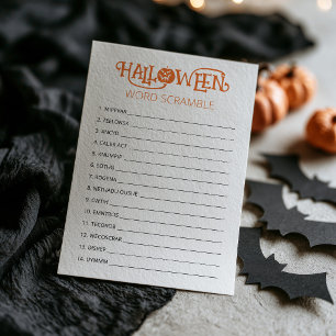Carte de jeu de mots mêlés pour la fête d'Hallowee